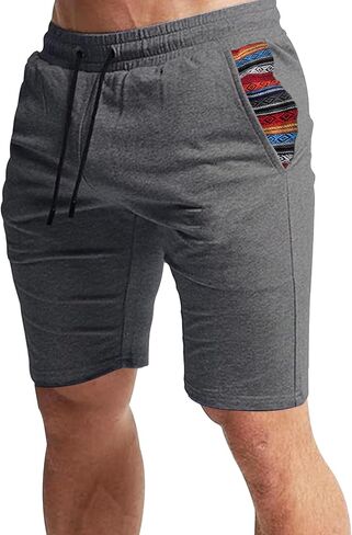 Loopory Men's Casual Shorts with Drawstring, Cotton Blend Summer Shorts for Men Lightweight Soft Walking Golf Beach Shorts in Saudi Arabia