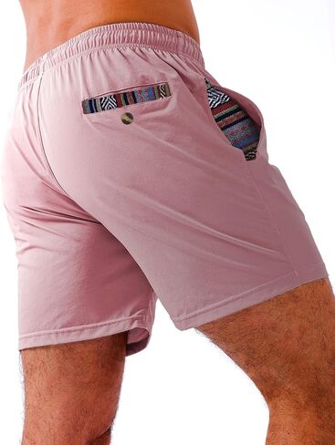 Loopory Men's Casual Shorts with Drawstring, Cotton Blend Summer Shorts for Men Lightweight Soft Walking Golf Beach Shorts in Saudi Arabia