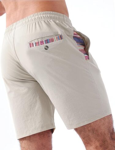 Loopory Men's Casual Shorts with Drawstring, Cotton Blend Summer Shorts for Men Lightweight Soft Walking Golf Beach Shorts in Saudi Arabia