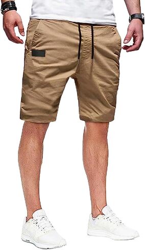 Loopory Men's Casual Shorts with Drawstring, Cotton Blend Summer Shorts for Men Lightweight Soft Walking Golf Beach Shorts in Saudi Arabia