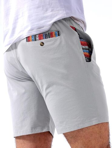 Loopory Men's Casual Shorts with Drawstring, Cotton Blend Summer Shorts for Men Lightweight Soft Walking Golf Beach Shorts in Saudi Arabia