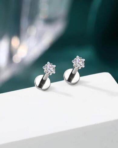 COCHARM Star Helix/Tragus/Cartilage Piercing Jewelry 16G 6mm - Threadless Flat Back Tragus/Cartilage Earring Stud, Push Pin Surgical Steel Lobe Jewelry in Gold & Silver Tone in Kuwait