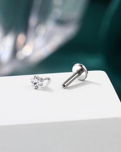 COCHARM Star Helix/Tragus/Cartilage Piercing Jewelry 16G 6mm - Threadless Flat Back Tragus/Cartilage Earring Stud, Push Pin Surgical Steel Lobe Jewelry in Gold & Silver Tone in Kuwait