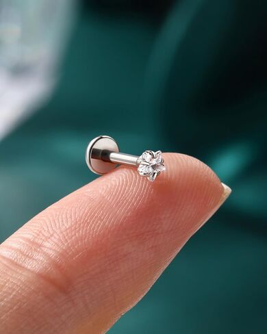 COCHARM Star Helix/Tragus/Cartilage Piercing Jewelry 16G 6mm - Threadless Flat Back Tragus/Cartilage Earring Stud, Push Pin Surgical Steel Lobe Jewelry in Gold & Silver Tone in Kuwait