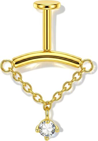 Melighting 16G الذهب الحلزون العمودي القرط دفع بدون خيوط في ثقب الغضروف 316L الفولاذ المقاوم للصدأ شقة الظهر الزنمة سلسلة القرط تشيكوسلوفاكيا Labret مسمار 6 ملم للنساء in Kuwait
