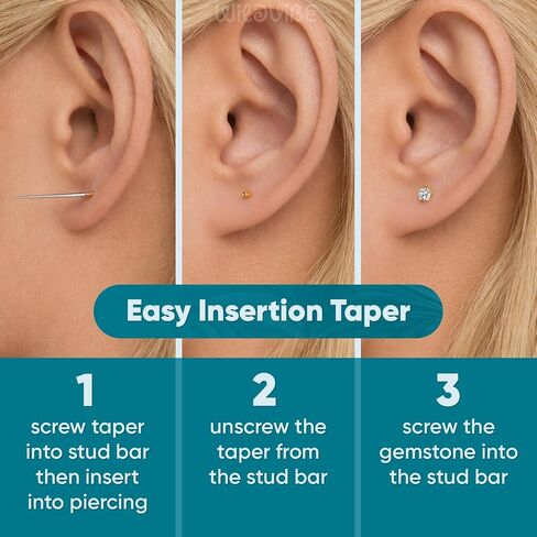 Internal Thread Earrings for Tragus, Helix, Conch Piercing Jewelry and Nose, Lip, Labret, Medusa, Monroe - Hypoallergenic Surgical Steel Screw-In Flat Back Studs for Women (20g, 18g, 16g - 6mm, 8mm) in Saudi Arabia