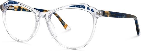إطار نظارة Zeelool Chic Acetate لامع كبير الحجم بتصميم عين القطة مع عدسات شفافة بدون وصفة طبية للنساء Azura ZOA697895 in Kuwait