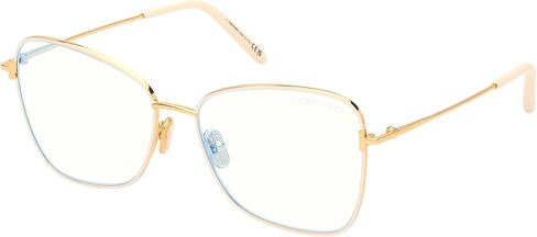 Tom Ford Eyeglasses FT 5906 -B 025 Shiny Deep Gold, Ivory Enamel, t Logo/Blu in Kuwait