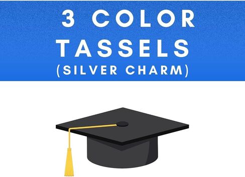Graduation Tassel - Silver Charm - 3 Color, 2026, Blue/Orange/White in Saudi Arabia
