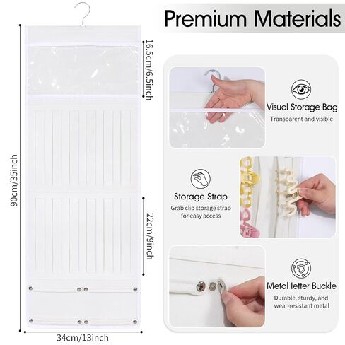 SNOWSTAR Hair Claw Clip Organizer, Large Transparent Bag for Scrunchies Holder and Hair Ties Organizer with Women Girls, Hair Accessorie Hanging Storage Home Decor Wall, Door in Kuwait