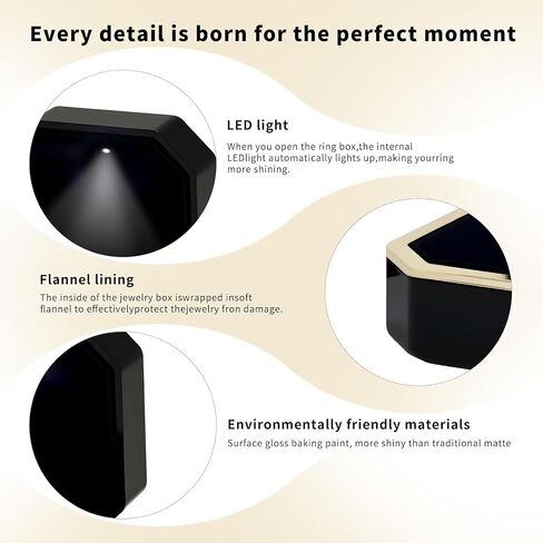 Luxury LED Ring Box for Proposal Engagement Wedding, Smart Light-Up Square Velvet Case, Romantic Gift for Her Him, Jewelry Display Box for Surprise (With LED Light, 3 * 3 * 2in) in Saudi Arabia