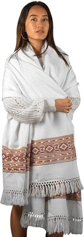 Lambswool Women Oversized Large Scarf Shawl White Cream Winter Camp Blanket in Kuwait