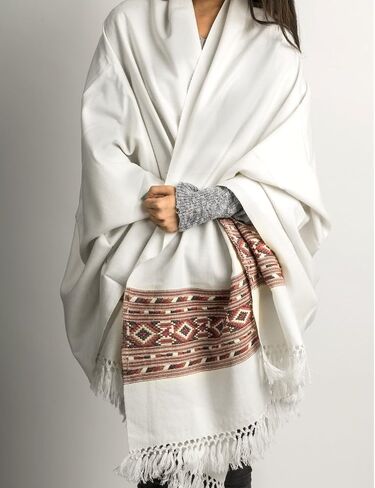 Lambswool Women Oversized Large Scarf Shawl White Cream Winter Camp Blanket in Kuwait