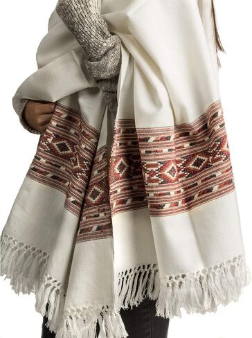 Lambswool Women Oversized Large Scarf Shawl White Cream Winter Camp Blanket in Kuwait