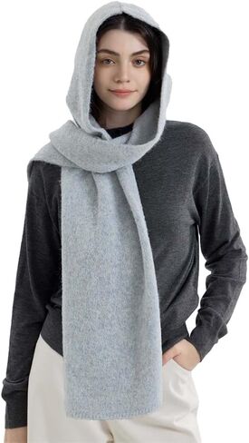 Knit Hooded Wraps Women Long Scarf Accessories Neckwarmer Cape Shawls in Kuwait