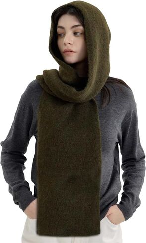 Knit Hooded Wraps Women Long Scarf Accessories Neckwarmer Cape Shawls in Kuwait