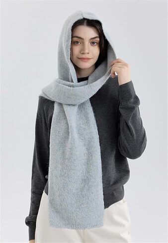 Knit Hooded Wraps Women Long Scarf Accessories Neckwarmer Cape Shawls in Kuwait