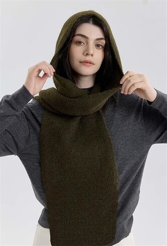 Knit Hooded Wraps Women Long Scarf Accessories Neckwarmer Cape Shawls in Kuwait