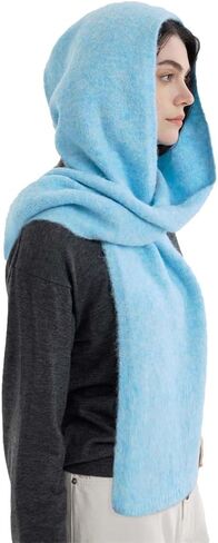 Knit Hooded Wraps Women Long Scarf Accessories Neckwarmer Cape Shawls in Kuwait
