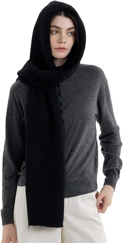 Knit Hooded Wraps Women Long Scarf Accessories Neckwarmer Cape Shawls in Kuwait