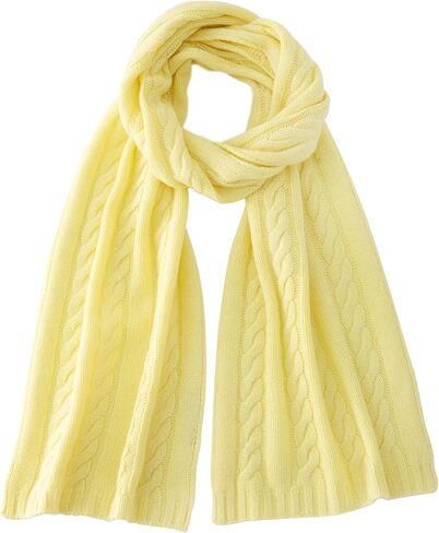 Soft Warm 100% Cashmere Scarf for Women Lightweight Luxury Cable Stitch Scarves Yellow in Saudi Arabia