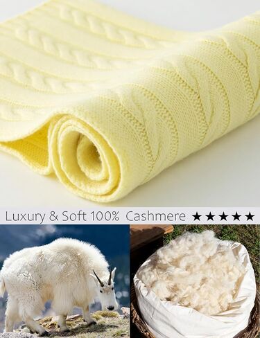 Soft Warm 100% Cashmere Scarf for Women Lightweight Luxury Cable Stitch Scarves Yellow in Saudi Arabia