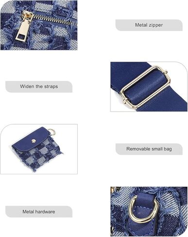 Checkered Crossbody Bum Bags for Women Denim Checkered Bag with Small Purse Checkerboard Crossbody Bags in Saudi Arabia