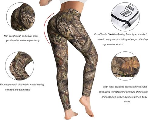 Yaateeh Hunting Camo High Waist Yoga Pants Tummy Control Workout Running Leggings Capri for Women, Medium in Saudi Arabia