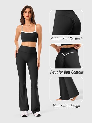 Workout Yoga Leggings with Butt Scrunch,Women Seamless Flare Pants,Pilates Gym Outifits, Booty Lifting High Waist in Saudi Arabia