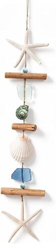 JHGORGEOUS Coastal Wall Decor Beach Wall Art Handcrafted with Driftwood,Starfish,Conch,Seaglass & Seashells, Ocean Nautical Wall Hanging for Beach Bedroom, Bathroom, Living Room & Dorm Coastal Decor(Green- Conch) in Saudi Arabia