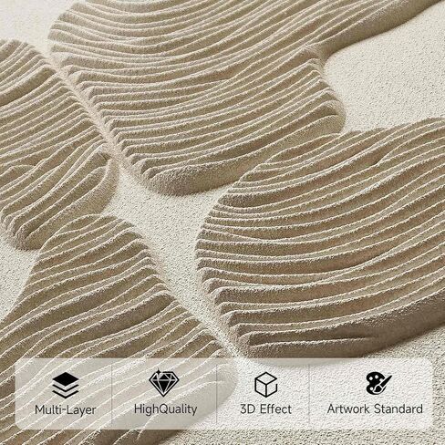 Large 3D Textured Wall Art for Living Room, Set of 3 Wabi Sabi Abstract Sandstone Relief Artwork with Solid Catalpa Wood Frame, Minimalist Triptych Pictures for Hallway Entryway, Sand Beige, 24x36 In in Saudi Arabia