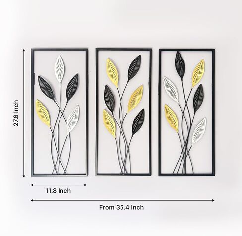 Large Framed Tree of Life Metal Wall Art Set of 3 – Modern Minimalist Black Metal Wall Decor for Living Room, Bedroom & Office – Luxury Accent Wall Panels for Above Bed (Each Panel 11.8 x 27.5 In) in Kuwait