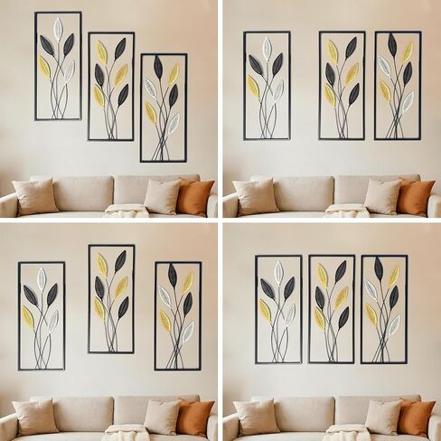Large Framed Tree of Life Metal Wall Art Set of 3 – Modern Minimalist Black Metal Wall Decor for Living Room, Bedroom & Office – Luxury Accent Wall Panels for Above Bed (Each Panel 11.8 x 27.5 In) in Kuwait