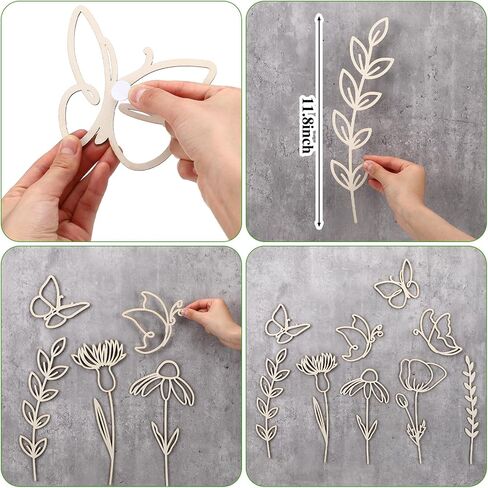 Novabright 9 Pcs Wooden Wildflower Wall Decor Boho Flower Cutout Nursery Decor Floral Sign Decal for Bedroom Living Room in Kuwait