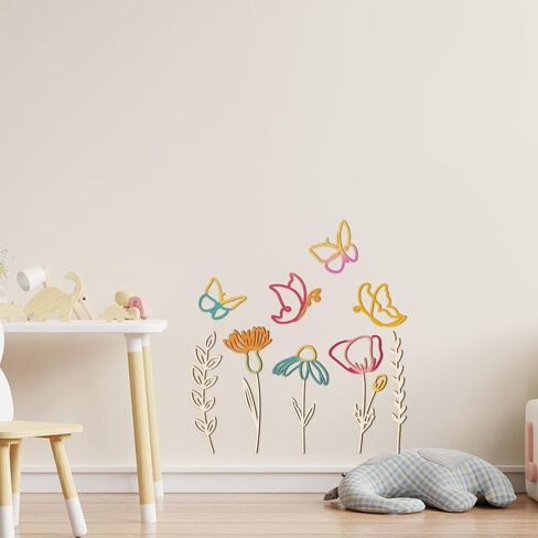 Novabright 9 Pcs Wooden Wildflower Wall Decor Boho Flower Cutout Nursery Decor Floral Sign Decal for Bedroom Living Room in Kuwait