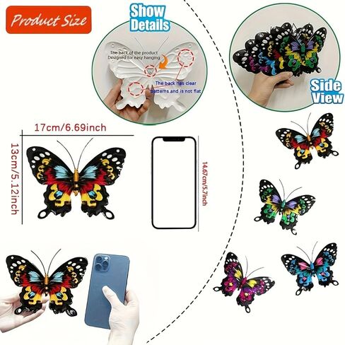 4 Pack Metal Butterfly Decorations, 6.7 in Butterfly Wall Art Sculpture Hanging Decor, Metal Butterflies Outdoor Decor for The Garden, Patio, Fence, Home, and Yard in Kuwait