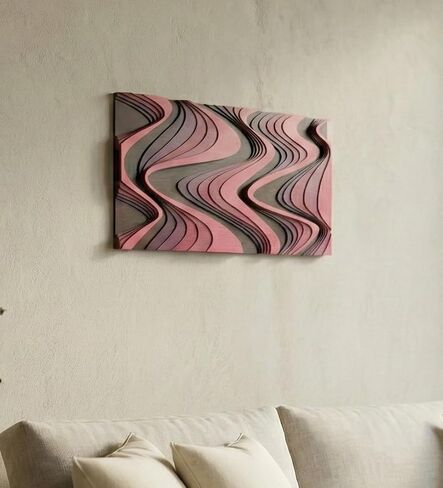 NEODECO Flow - Abstract Layered Wooden Wall Art (Forma, Pink&Burgundy Tones, Medium) in Saudi Arabia