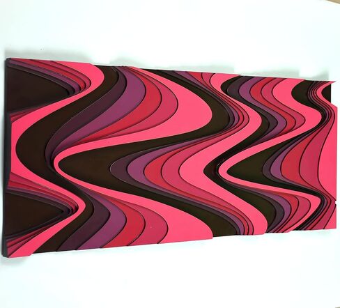 NEODECO Flow - Abstract Layered Wooden Wall Art (Forma, Pink&Burgundy Tones, Medium) in Saudi Arabia