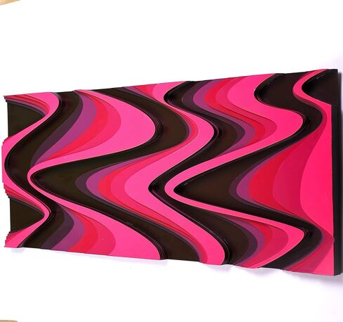 NEODECO Flow - Abstract Layered Wooden Wall Art (Forma, Pink&Burgundy Tones, Medium) in Saudi Arabia