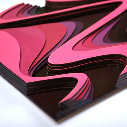 NEODECO Flow - Abstract Layered Wooden Wall Art (Forma, Pink&Burgundy Tones, Medium) in Saudi Arabia