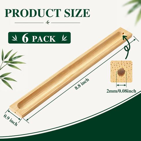 6 Pack Bamboo Incense Holders for Sticks, Ash Catcher Design | Compact Design, Space-Saving, Lightweight, Easy Placement, Multi-Room Use, Everyday Convenience in Saudi Arabia