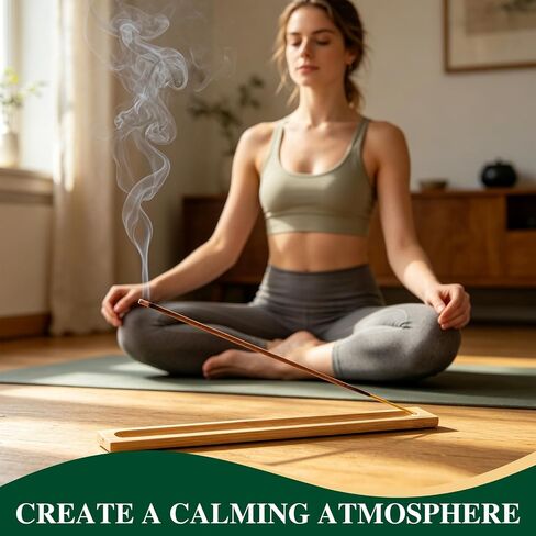 6 Pack Bamboo Incense Holders for Sticks, Ash Catcher Design | Compact Design, Space-Saving, Lightweight, Easy Placement, Multi-Room Use, Everyday Convenience in Saudi Arabia