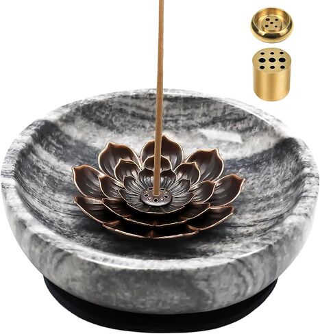 Handmade Natural Marble Incense Holder for Sticks and Cones-with 9 Holes, Multi-Functional Incense Burner Holder for Incense Sticks and Cones, Perfect Home Decor(Black, 4.7inch) in Saudi Arabia