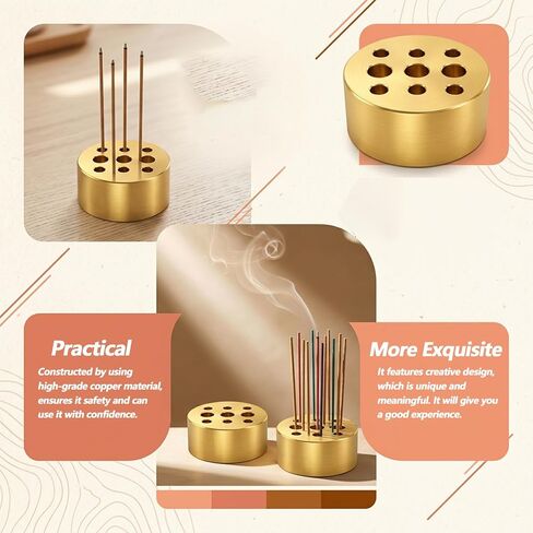 4 Pack Incense Cone Holders, Brass Incense Holder, Burner Stick Holder with 9 Holes, Incenses Stand Base for Yoga Spa Room Home Office(Gold) in Saudi Arabia