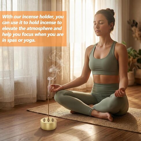 4 Pack Incense Cone Holders, Brass Incense Holder, Burner Stick Holder with 9 Holes, Incenses Stand Base for Yoga Spa Room Home Office(Gold) in Saudi Arabia