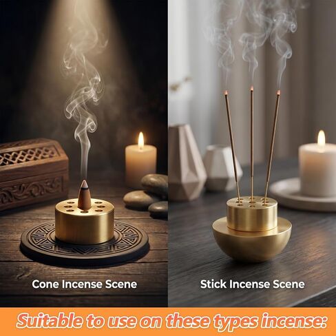 4 Pack Incense Cone Holders, Brass Incense Holder, Burner Stick Holder with 9 Holes, Incenses Stand Base for Yoga Spa Room Home Office(Gold) in Saudi Arabia