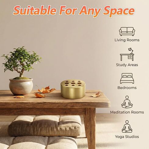 4 Pack Incense Cone Holders, Brass Incense Holder, Burner Stick Holder with 9 Holes, Incenses Stand Base for Yoga Spa Room Home Office(Gold) in Saudi Arabia