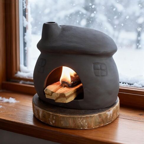 Mougigi House Palo Santo Burner - Mini Ceramic Chiminea Holder with Stable Base | Perfect for Burning Sage, Incense Cones & Essential for Zen Altars, Meditation, Yoga, Home Decor & Thoughtful Gifts. in Saudi Arabia