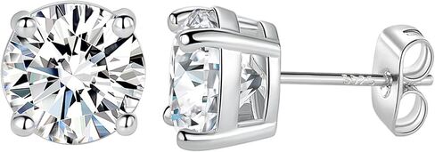 MDFUN 18K White/Yellow Gold Plated Stud Earrings for Men Women 4 Prong Graduated Round Clear Cubic Zirconia Hypoallergenic Earrings Set 3-8MM in Kuwait