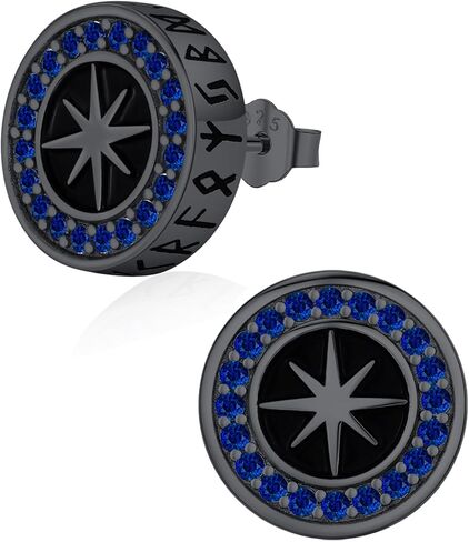 Odinstone Men Stud Earrings Sterling Silver Vikings Celtic Earrings Nordic Runes Jewelry Hypoallergenic Stylish Hip Hop Earring for Men Women in Saudi Arabia